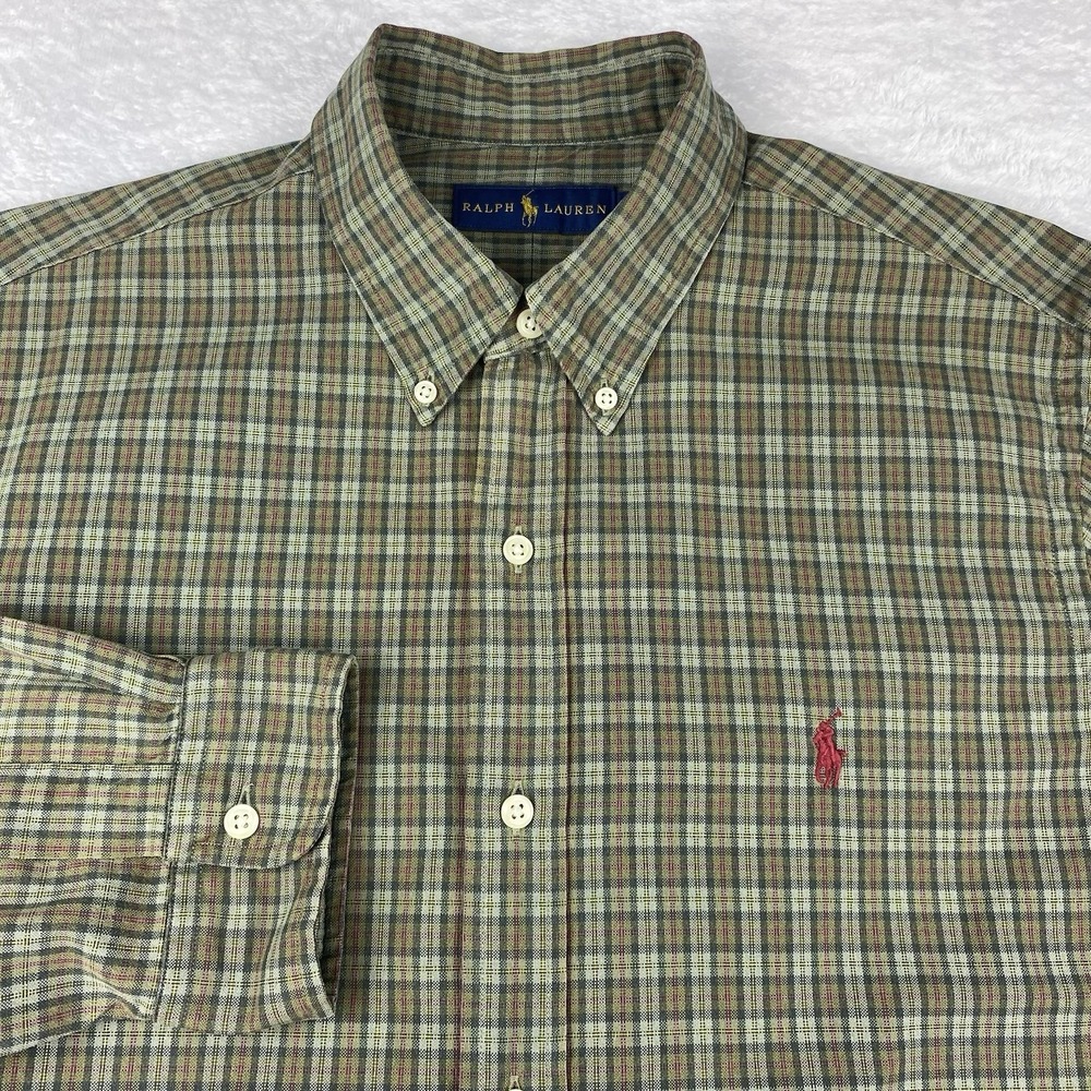 Ralph Lauren Shirt Mens Large Red/Green Plaid Long Sleeves